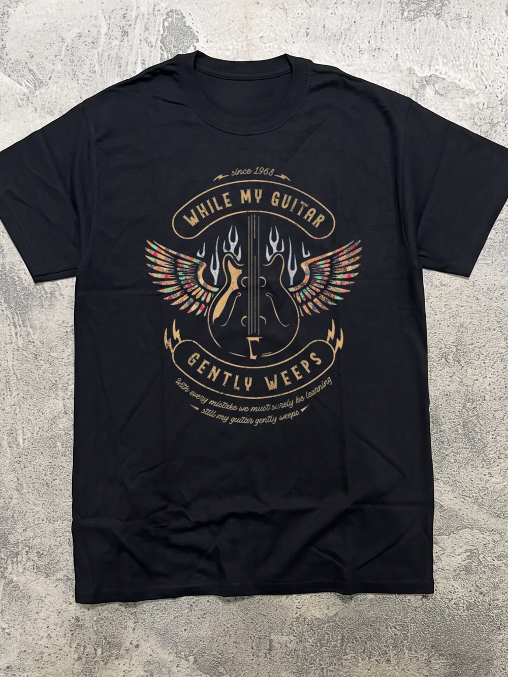 Gildan Black 'While My Guitar Gently Weeps' Graphic Tee